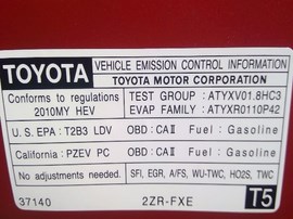 2010 TOYOTA PRIUS, RED, 1.8L, AT,  Z25960